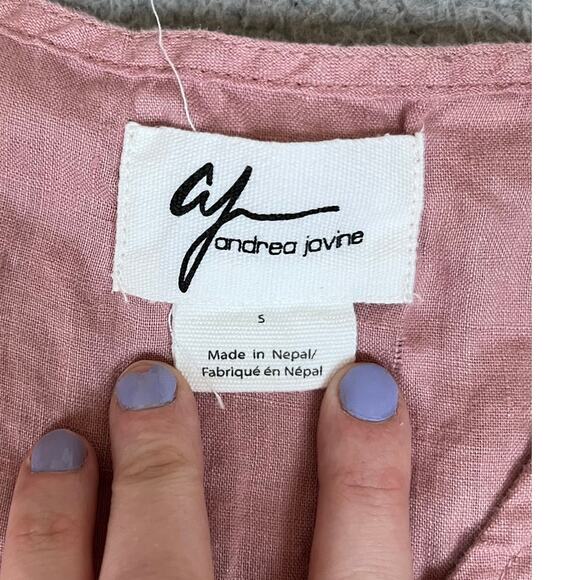 Andrea Jovine Tank Top Small Linen V Neck Pink Sleeveless Beach Boho Minimalist - Picture 5 of 11